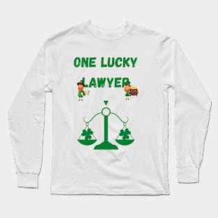 One Lucky Lawyer St Patrick's day  the scales of justice Long Sleeve T-Shirt